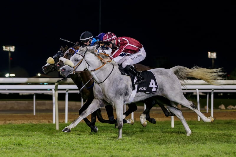 Ray Dawson on Wakeel W’Rsan won a three-way battle in Abu Dhabi’s second meeting of the season on Sunday, November 14, 2021. Photo: Abu Dhabi Equestrian Club
