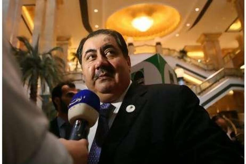 Hoshyar Zebari, the Iraqi foreign minister, is interviewed during a break at the Future Forum conference in Abu Dhabi.