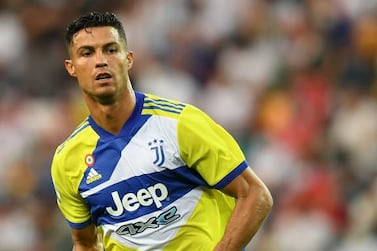 UDINE, ITALY - AUGUST 22: Cristiano Ronaldo of Juventus looks on during the Serie A match between Udinese Calcio v Juventus at Dacia Arena on August 22, 2021 in Udine, Italy. (Photo by Alessandro Sabattini / Getty Images)