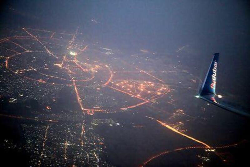 flydubai flies over the Iraqi city of Erbil on its inaugural flight. Galen Clarke / The National