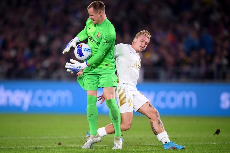 BARCELONA RATINGS: GOALKEEPER: Marc-Andre ter Stegen 7 - The German, 30, played in 35 of Barça’s 38 league games and, after doing the same for the last couple of terms, is the undisputed number one at the club he’s been at since 2014. A rare mainstay in a much-changed side, but it was still a shock to see him floundering as his compatriots from Eintracht Frankfurt knocked Barça out of the Europa League at Camp Nou. EPA