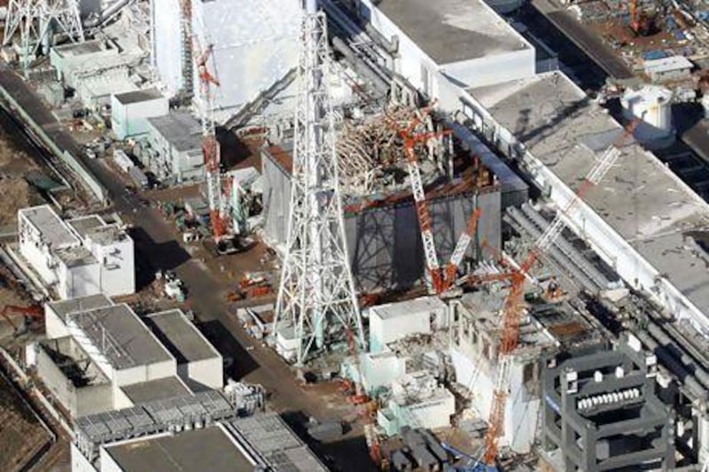 An aerial view of the reactor buildings at the tsunami-crippled Fukushima Daiichi nuclear power plant in Japan. Kyodo via Reuters