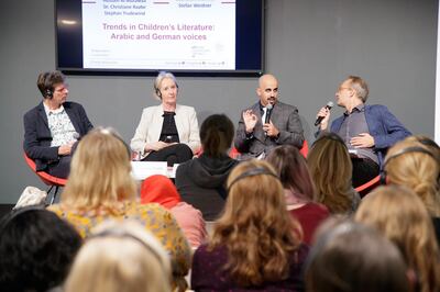  Kuwaiti author Hussain Al Mutawaa taking in a panel session at Frankfurt Book Fair on October 17, 2019. He discussed the characteristics of Arabic children’s literature. Courtesy: Sheikh Zayed Book Award.