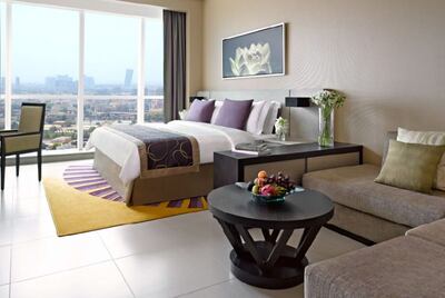 A studio apartment at Dusit Thani Abu Dhabi. Photo: Dusit Thani Abu Dhabi