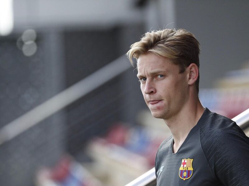 Barcelona's Dutch midfielder Frenkie de Jong arrives for a training session. EPA