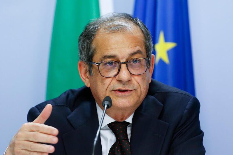 epa07177460 Italian Minister of Economy and Finance, Giovanni Tria holds a news conference after a Special Eurogroup Finance Ministers' meeting in Brussels, Belgium, 19 November 2018. The Eurogroup focused on Italy's budget crisis.  EPA/JULIEN WARNAND