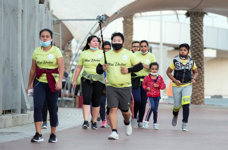 Dubai, United Arab Emirates - Participants at the Dubai Run, The Frame Zabeel Park.  Leslie Pableo for The National