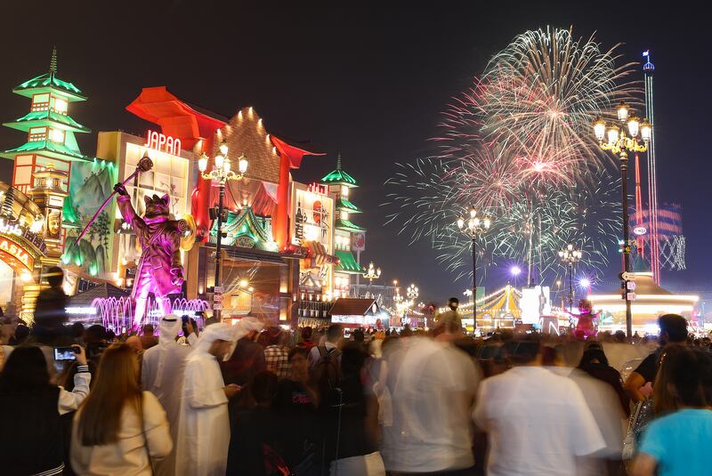 Fireworks for Bangladesh during New Years Eve at Global Village, Dubai. Chris Whiteoak / The National