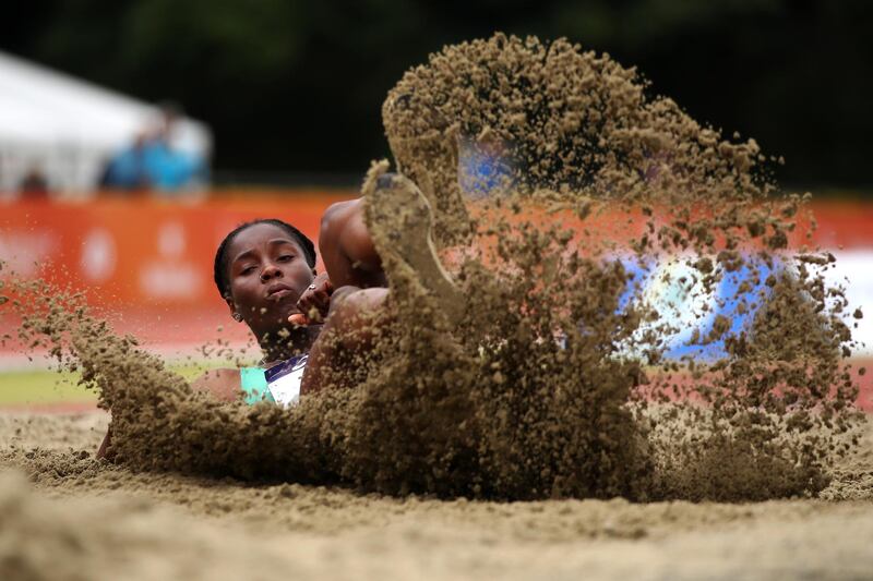 Dutch athlete Meruska Eduarda competes in the long jump final during Day 1 of the Dutch Athletics Championships in Utrecht on Saturday, August 29. Getty