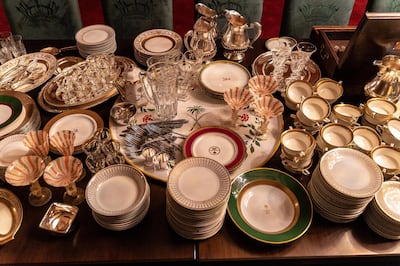 Prince Sultan Bin Fahad collected dishware that would have been used in the Red Palace when it hosted royal dignitaries, and used this same crockery for a feast held in honour of the staff who would have worked there. Courtesy of the Athr Gallery.