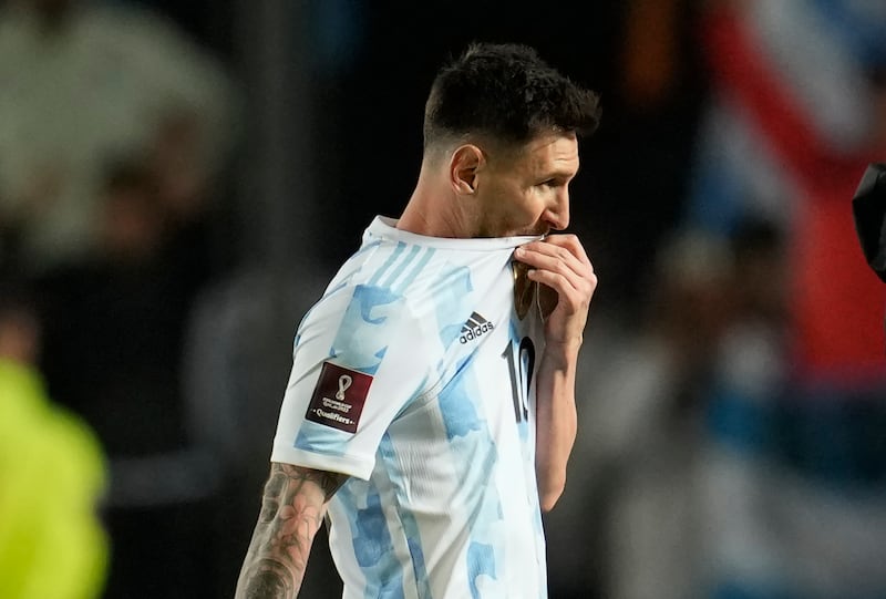 Argentina's Lionel Messi leaves the field at the end of the match. AP