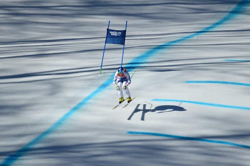 Austria's Nicole Hosp skis during the women's alpine skiing downhill at the Rosa Khutor Alpine Center on Wednesday. Kirill Kudryavtsev / AFP