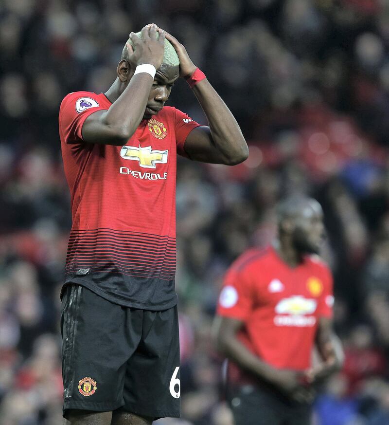 MANCHESTER, ENGLAND - MARCH 02: Paul Pogba of Manchester United reacts to having a penalty saved during the Premier League match between Manchester United and Southampton FC at Old Trafford on March 02, 2019 in Manchester, United Kingdom. (Photo by Matthew Peters/Man Utd via Getty Images)
