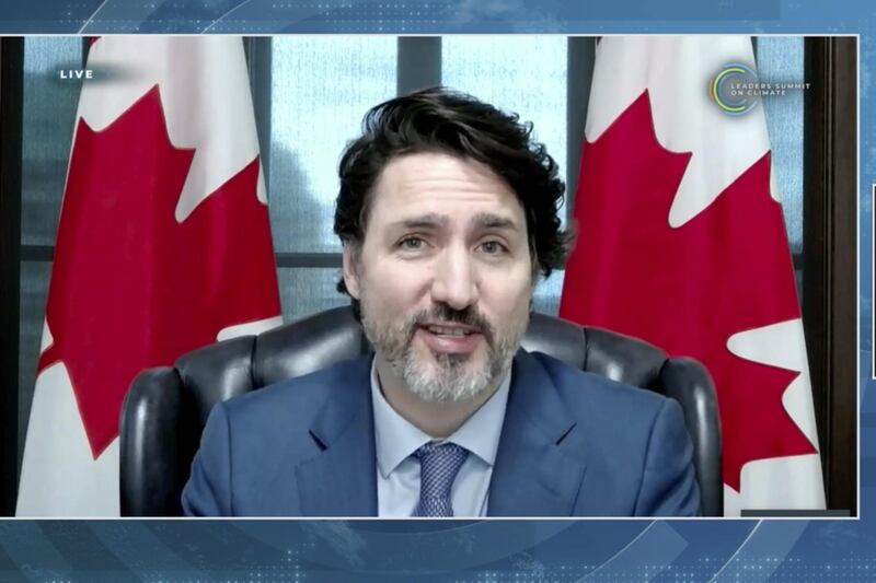 Justin Trudeau, Canada's prime minister, speaks during the virtual Leaders Summit on Climate. Bloomberg