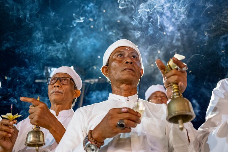 Participants in a mass prayer for the upcoming G20 meeting in Nusadua, Bali, Indonesia. EPA