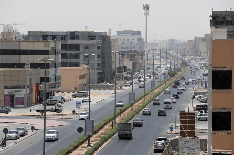 AJMAN , UNITED ARAB EMIRATES , JULY 26 – 2018 :- View of the Sheikh Ammar street in Al Muwaihat area in Ajman.  ( Pawan Singh / The National )  For News. Story by Salam Al Amir
