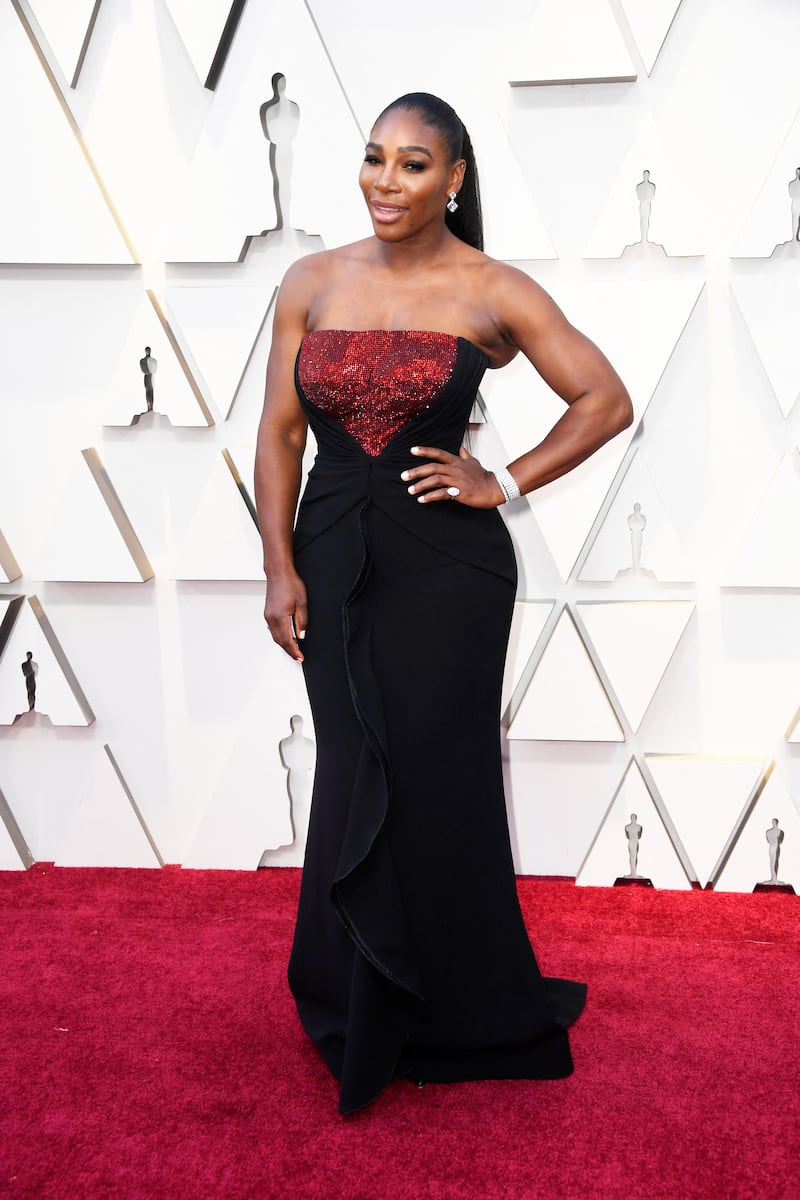 Serena Williams, in a black and red Armani Prive gown, attends the 91st Annual Academy Awards at Hollywood and Highland on February 24, 2019 in Hollywood, California. AFP