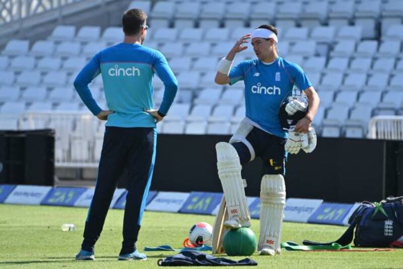 England's Rory Burns takes part in a training session at Trent Bridge Cricket Ground in Nottingham on Tuesday, August 3,ahead of the first Test against India.