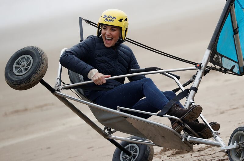 Catherine land yachting at the beach in St Andrews, Scotland, in May 2021