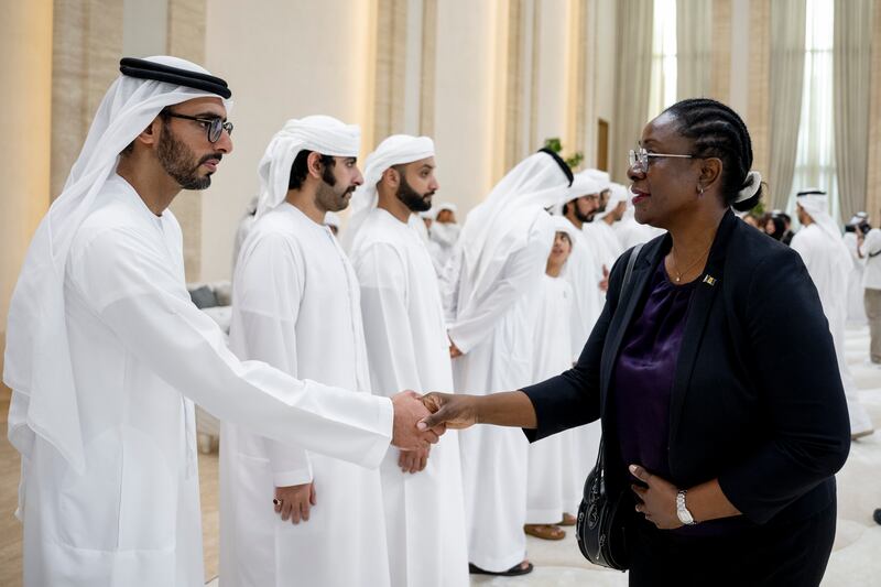 Sheikh Tahnoon bin Hamad, receives mourners on the passing of the late Sheikh Tahnoon bin Mohammed, Ruler’s Representative of Al Dhafra Region, at Al Mushrif Palace.