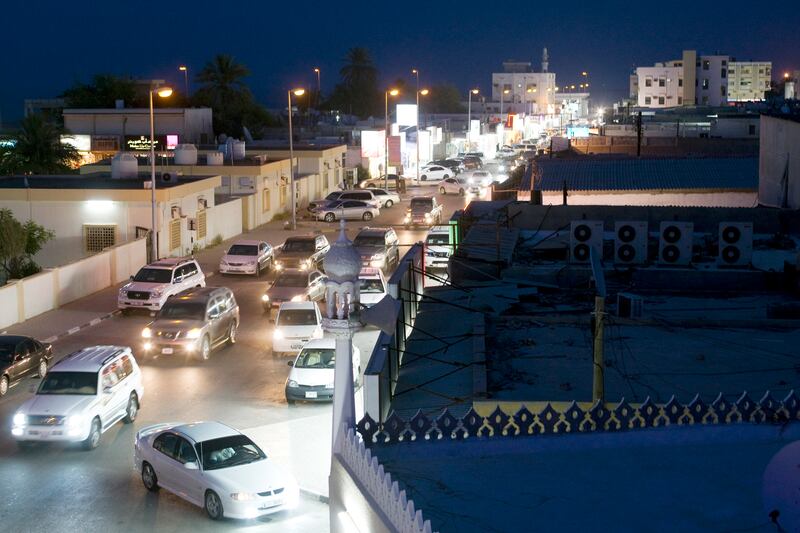 Kuwati Street in the old Sidroh neighbourhood in Ras al Khaimah. The older communities recorded 1°C to 2°C cooler average temperatures than the modern areas in daytime peak hours, researchers say. Jeff Topping / The National
 