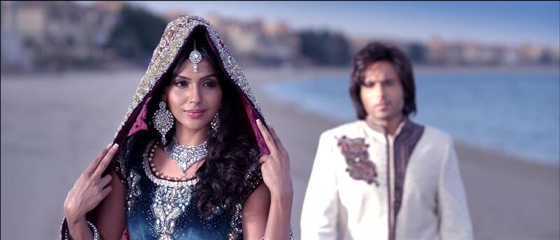 Hazel Crownee and Iqbal Khan in a scene from the Bollywood film Unforgettable. Courtesy Grand Midwest