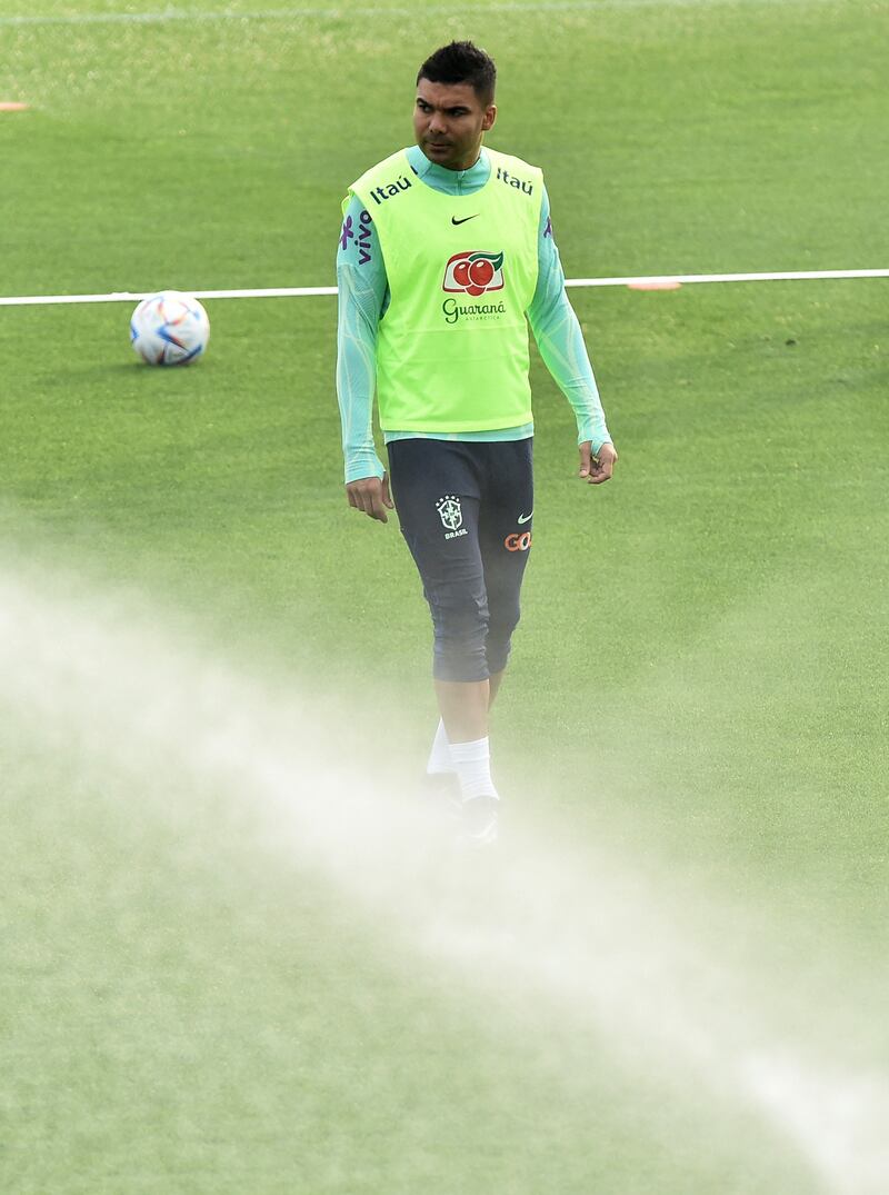 Brazil midfielder Casemiro during training. Reuters
