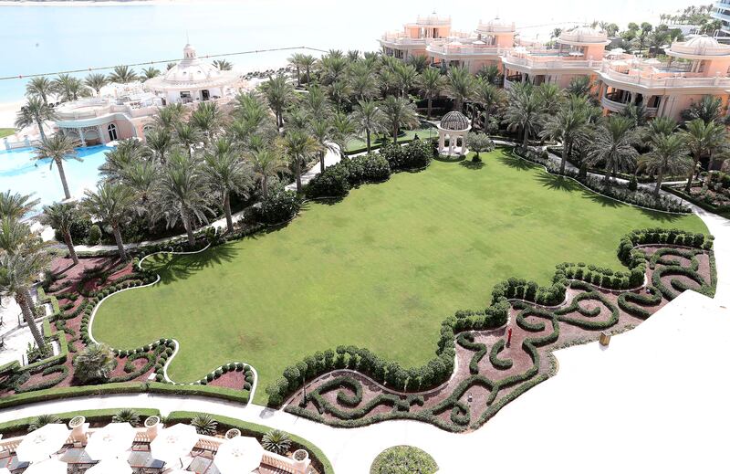 View of the gardens at Raffles The Palm Dubai