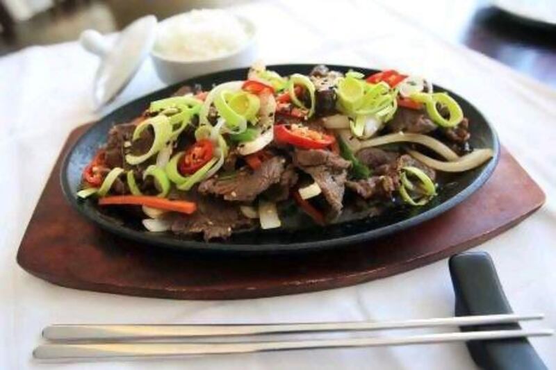 ABU DHABI - 15APRIL2012 - Beef Bulgogi a Korean dish at Holiday Inn hotel in Abu Dhabi. Ravindranath K / The National