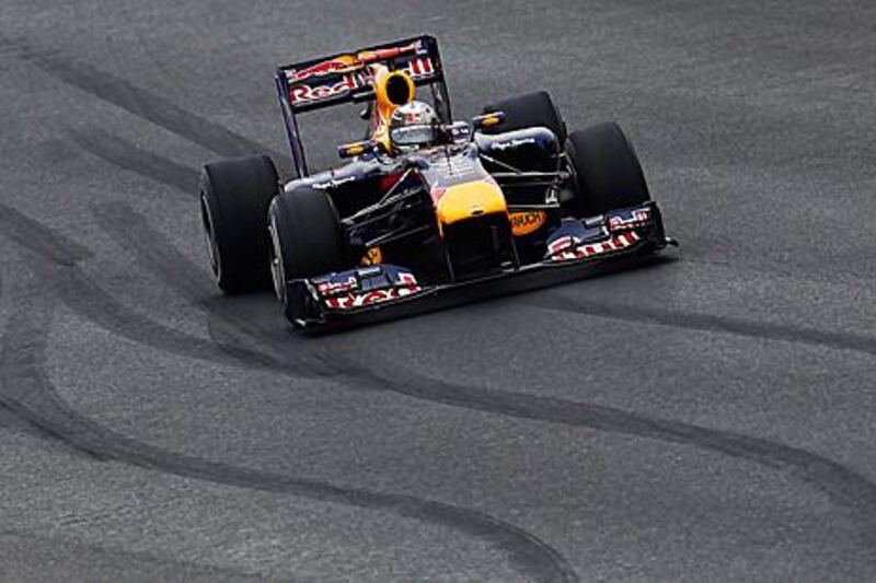 Sebastian Vettel, of Germany, managed a 1min 35.585secs lap to pip Mark Webber, his Red Bull-Renault teammate, to pole position.