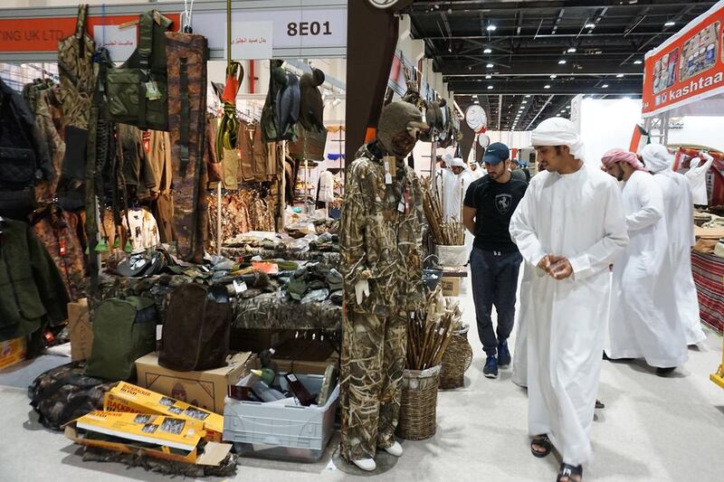 Although everything about falconry was the bid draw at ADIHEX those attending were also drawn to hunting and other outdoor gear among many items on offer at the show. Delores Johnson / The National