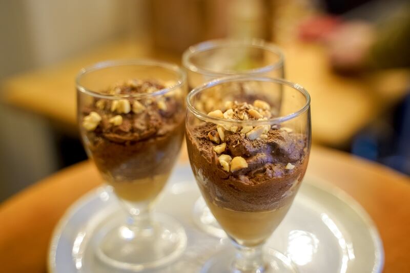 This chocolate and peanut butter mousse has a health-conscious twist. Photo: Scott Price