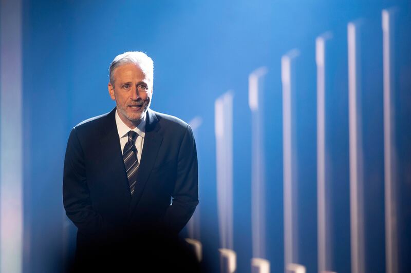 The Mark Twain Prize recipient, Jon Stewart, is introduced at the start of the awards at the Kennedy Centre for the Performing Arts on April 24. AP Photo