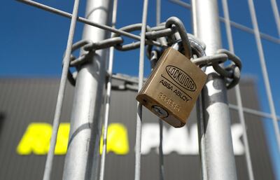 MELBOURNE, AUSTRALIA - MARCH 14: A padlock is seen on a gate to keep fans out due to the coronavirus outbreak during the 2020 AFLW Round 06 match between the St Kilda Saints and the Richmond Tigers at RSEA Park on March 14, 2020 in Melbourne, Australia. (Photo by Michael Willson/AFL Photos via Getty Images)
