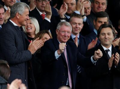 Soccer Football - Premier League - Manchester United v Wolverhampton Wanderers - Old Trafford, Manchester, Britain - September 22, 2018  Sir Alex Ferguson and FIFA Council vice-president David Gill in the stands before the match   REUTERS/Andrew Yates  EDITORIAL USE ONLY. No use with unauthorized audio, video, data, fixture lists, club/league logos or "live" services. Online in-match use limited to 75 images, no video emulation. No use in betting, games or single club/league/player publications.  Please contact your account representative for further details.