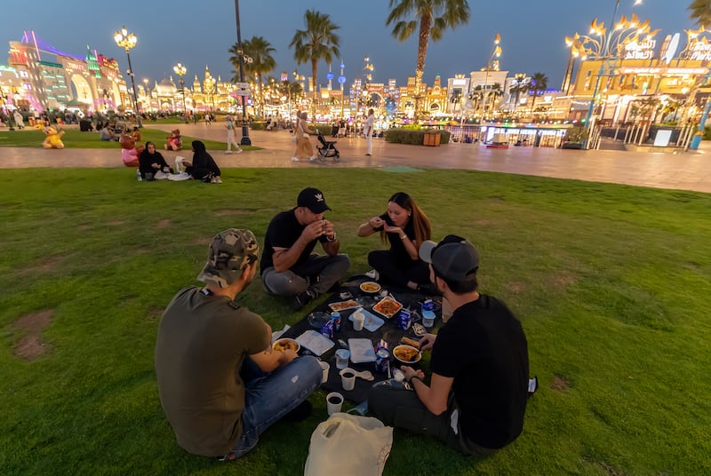 An impromptu iftar gathering at Global Village. 