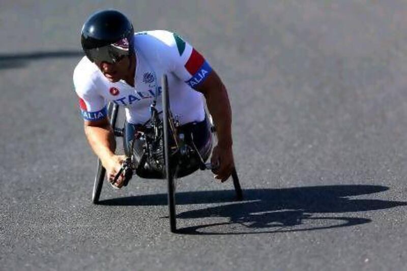Alessandro Zanardi took gold in the men's individual time trial H4 at the London 2012 Paralympic Games.