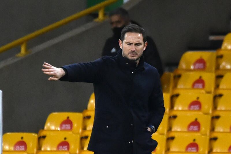 Chelsea coach Frank Lampard during the Premier League defeat at Wolves. AFP