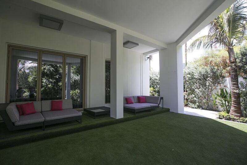 The shaded lounge area. Mona Al Marzooqi / The National