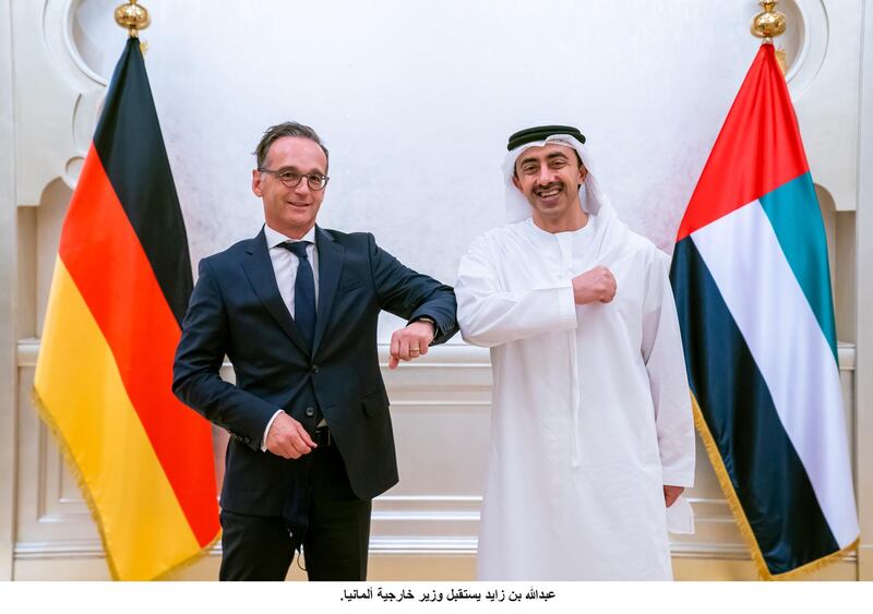 Sheikh Abdullah bin Zayed, Minister of Foreign Affairs and International Co-operation, and Heiko Maas, German Federal Minister for Foreign Affairs, discussed Libya during the latter's visit to Abu Dhabi. Wam 