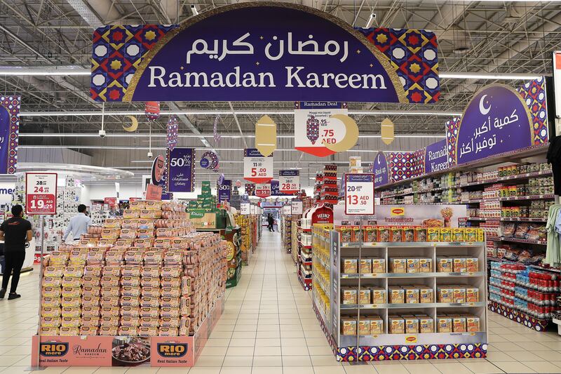 Ramadan celebrations at the  Carrefour store at Ibn Battuta mall in Dubai. Pawan Singh / The National 