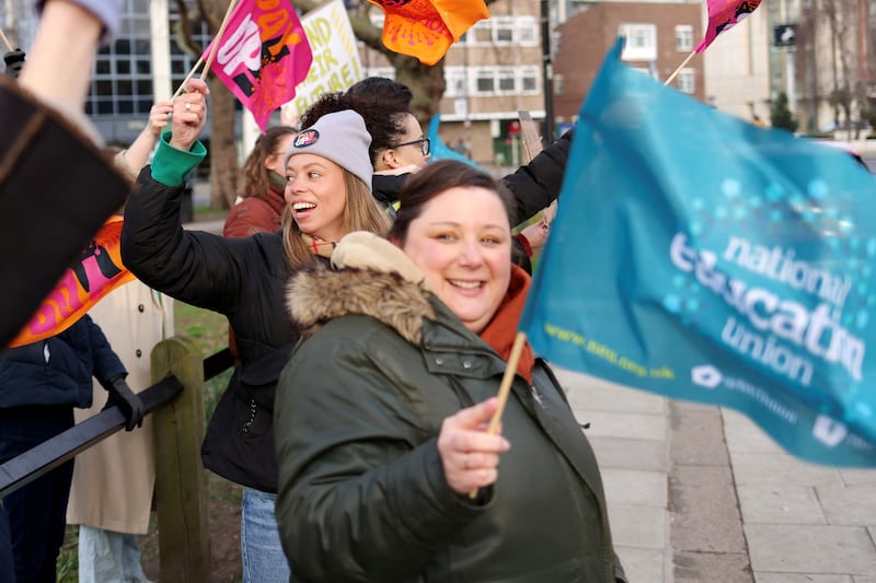 The picket line outside Lady Margaret School in Fulham. Reuters