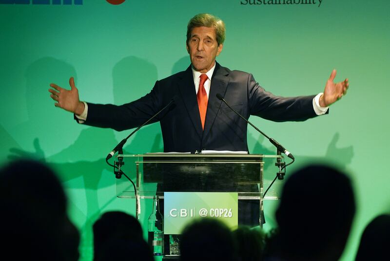 John Kerry, US envoy for climate, told a CBI business dinner that no Cop in history 'had the feel of what I feel here in Glasgow'. PA