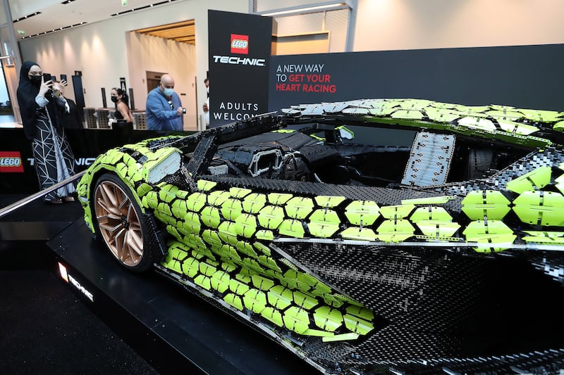 The life-sized Lego Technic Lamborghini Sian FKP 37 can be viewed at The Atrium at Dubai Design District.