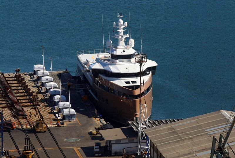 'La Datcha', owned by Russian businessman Oleg Tinkov, docked at the port in Ensenada, Mexico. Reuters