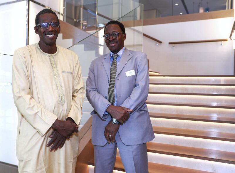 Dubai, U.A.E., October 23, 2018.   (L-R) Papa Mawade Wade from Senegal and Karounga Keita from Mali.
Victor Besa / The National
Section:  NA
Reporter:  Anna Zacharias