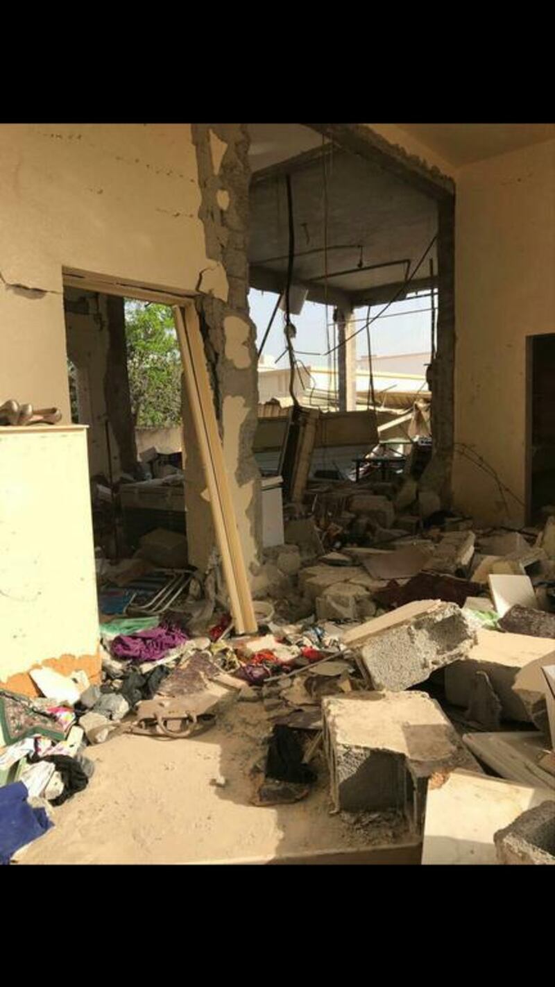 The explosion occurred after a gas leak at a villa in Al Jurf, blowing the kitchen to rubble. Courtesy Ajman Police