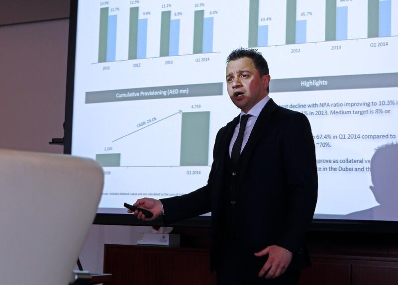 Dubai, United Arab Emirates - May 1, 2014.  Dr Adnan Chilwan ( CEO, Dubai Islamic Bank ) at his presentation on their banks growth and expansion.  ( Jeffrey E Biteng / The National )  Editor's Note; Mahmoud K reports.