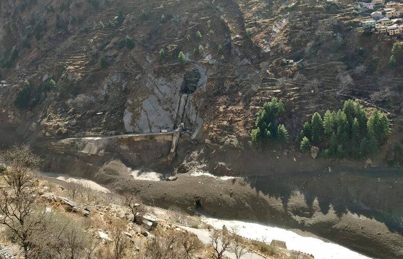 A view of damaged dam after a Himalayan glacier broke and crashed into the dam at Raini Chak Lata village in Chamoli district in the northern state of Uttarakhand, India. Reuters