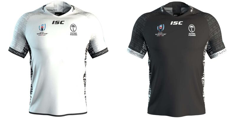 5: Fiji – The Pacific islanders will rocking in another pair of brilliant kits. Whether it's the white home or charcoal black, the masi-style patternwork down the oblique is always pleasing to gaze at. Image via rugbyworldcup.com